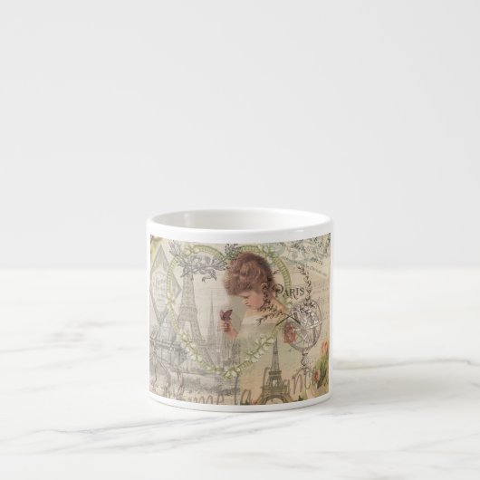 Parijs Frankrijk  meisje Eiffel Espresso Kop (Voorkant)