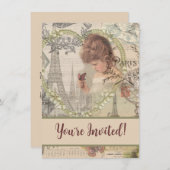 Parijs Frankrijk  meisje Eiffel Kaart (Voorkant / Achterkant)