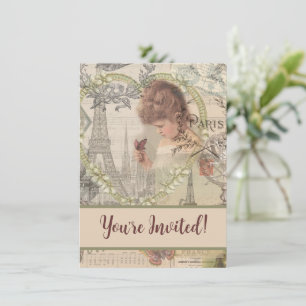 Parijs Frankrijk  meisje Eiffel Kaart