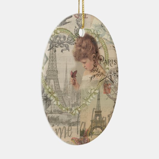 Parijs Frankrijk  meisje Eiffel Keramisch Ornament (Rechts)
