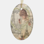 Parijs Frankrijk  meisje Eiffel Keramisch Ornament (Links)
