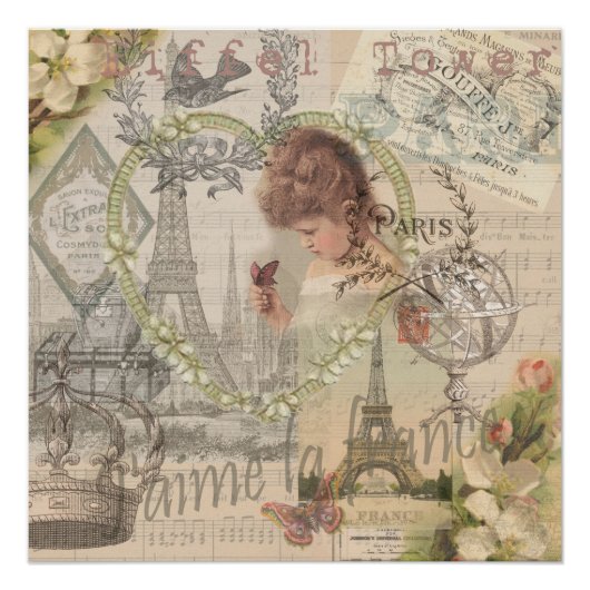 Parijs Frankrijk  meisje Eiffel Perfect Poster (Voorkant)