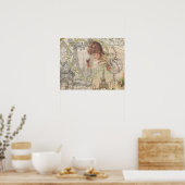 Parijs Frankrijk  meisje Eiffel Poster (Keuken)