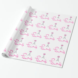 Parijs-Frankrijk-met-roze-bow Cadeaupapier
