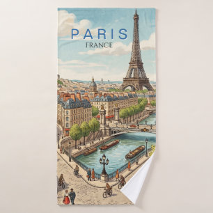 Parijs Frankrijk Reis Kunst Vintage Bad Handdoek
