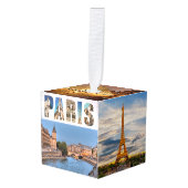 Parijs Frankrijk Reisfoto's Kerstmis Kubus Ornament (Voorkant hoekig)