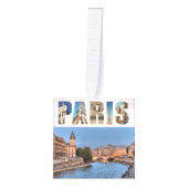 Parijs Frankrijk Reisfoto's Kerstmis Kubus Ornament (Voorkant)