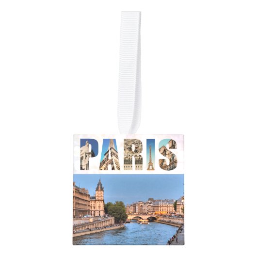 Parijs Frankrijk Reisfoto's Kerstmis Kubus Ornament (Voorkant)