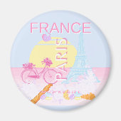 Parijs, Frankrijk, Reiskunst, Preppy, Blauw Magneet (Voorkant)