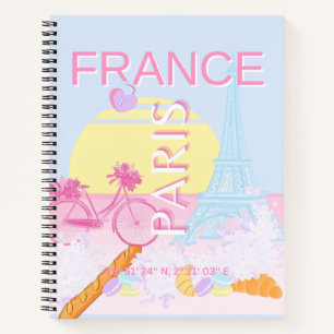 Parijs, Frankrijk, Reiskunst, Preppy, Blauw Notitieboek