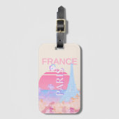 Parijs, Frankrijk, Reiskunst, Preppy, Pastel Bagagelabel (Voorkant (verticaal))