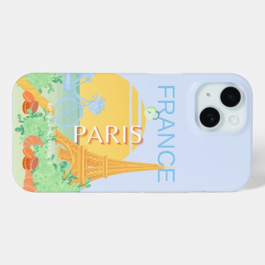 Parijs, Frankrijk, Reiskunst, Preppy, Pastel, Blau Case-Mate iPhone Case (Achterkant (horizontaal))