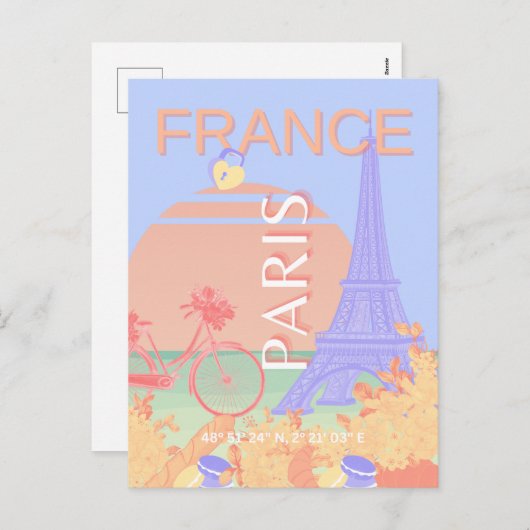 Parijs, Frankrijk, Reiskunst, Preppy, Pastel, Blau Feestdagenkaart (Voorkant / Achterkant)