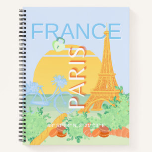 Parijs, Frankrijk, Reiskunst, Preppy, Pastel, Blau Notitieboek