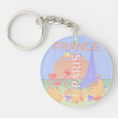 Parijs, Frankrijk, Reiskunst, Preppy, Pastel, Blau Sleutelhanger (Voorkant)