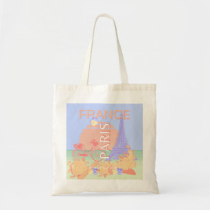 Parijs, Frankrijk, Reiskunst, Preppy, Pastel, Blau Tote Bag