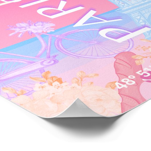 Parijs, Frankrijk, Reiskunst, Preppy, Pastel Poster (Hoek)