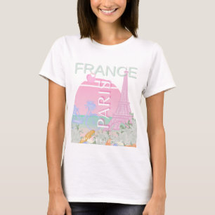 Parijs, Frankrijk, Reiskunst, Preppy, Pastel, Roze T-shirt