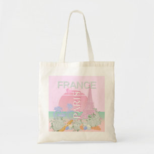 Parijs, Frankrijk, Reiskunst, Preppy, Pastel, Roze Tote Bag