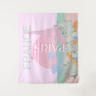 Parijs, Frankrijk, Reiskunst, Preppy, Pastel, Roze Wandkleed