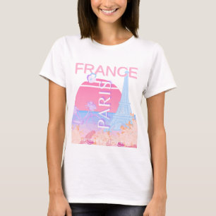 Parijs, Frankrijk, Reiskunst, Preppy, Pastel T-shirt
