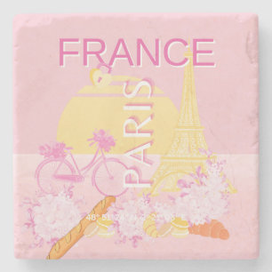 Parijs, Frankrijk, Reiskunst, Preppy, Roze Stenen Onderzetter