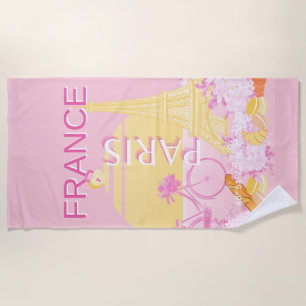 Parijs, Frankrijk, Reiskunst, Preppy, Roze Strandlaken