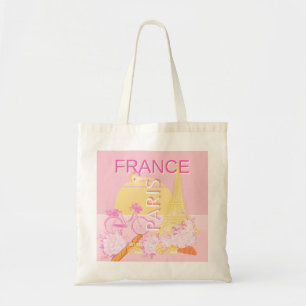 Parijs, Frankrijk, Reiskunst, Preppy, Roze Tote Bag