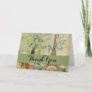 Parijs Frankrijk Reizen  Antiek kunstschilderkunst Bedankkaart