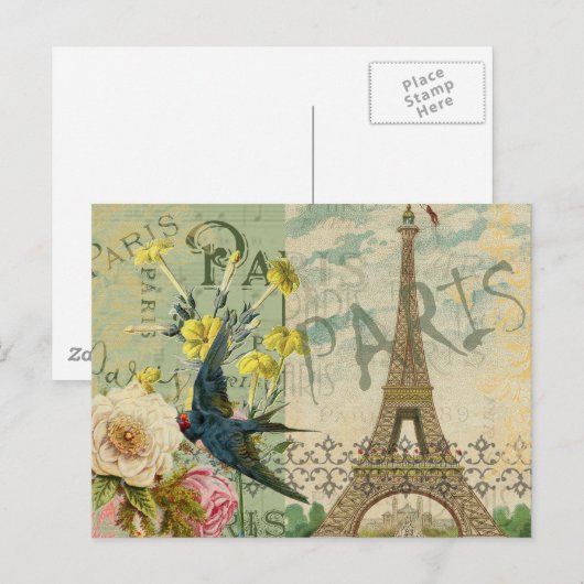 Parijs Frankrijk Reizen  Antiek kunstschilderkunst Briefkaart (Voorkant / Achterkant)