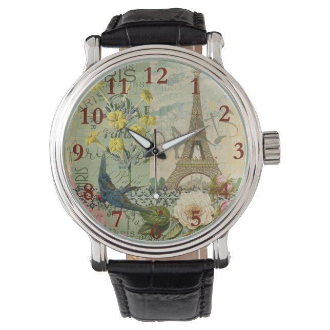 Parijs Frankrijk Reizen  Antiek kunstschilderkunst Horloge (Voorkant)