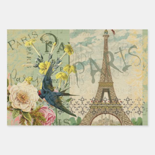 Parijs Frankrijk Reizen  Antiek kunstschilderkunst Inpakpapier Vel (Voorkant)
