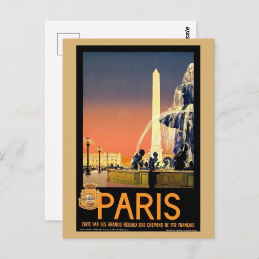 Parijs Frankrijk Retro Franse Reizen Briefkaart (Voorkant / Achterkant)