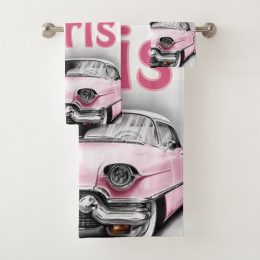 Parijs Frankrijk Roze Auto Badkamer Handdoek Sets (Insitu)