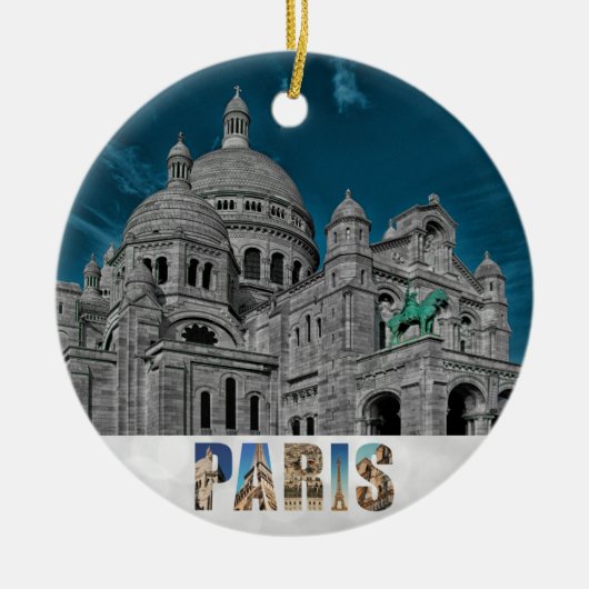 Parijs Frankrijk Sacre Coeur Kerstmis Keramisch Ornament (Voorkant)