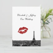 Parijs Frankrijk skyline kus #1 BW V bruiloft Kaart (Staand voorkant)