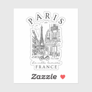 Parijs Frankrijk – Souvenir Schets Eiffeltoren & C Sticker