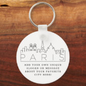 Parijs, Frankrijk Stylized Skyline | Aangepaste sl Sleutelhanger (Voorkant)