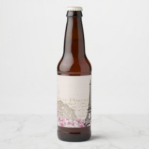 Parijs Frankrijk Travel Design met Eiffel Roze Roz Bier Etiket