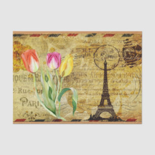 Parijs Frankrijk Tulp Decoupage Vintage Ephemera Tissuepapier