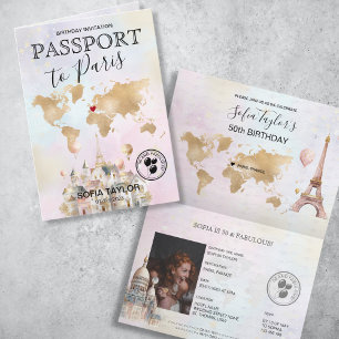Parijs Frankrijk Verjaardag Paspoort Kaart