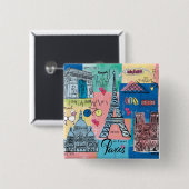 Parijs, Frankrijk Vierkante Button 5,1 Cm (Voorkant /achterkant)