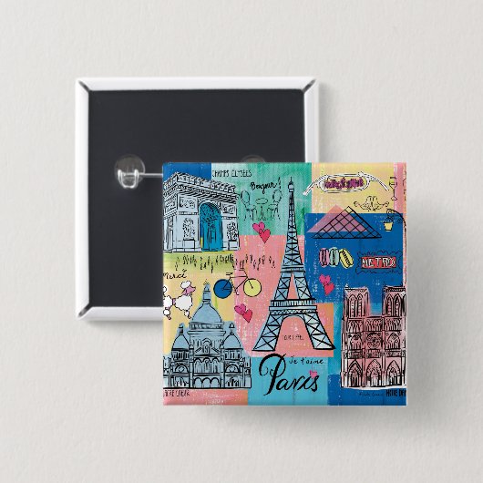 Parijs, Frankrijk Vierkante Button 5,1 Cm (Voorkant /achterkant)