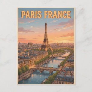 Parijs Frankrijk Vintage Anime Reis Posterkaart Briefkaart