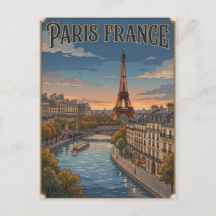 Parijs Frankrijk Vintage Anime Reis Posterkaart Briefkaart