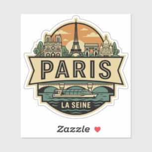 Parijs Frankrijk Vintage Reisbadge Eiffeltoren Sticker
