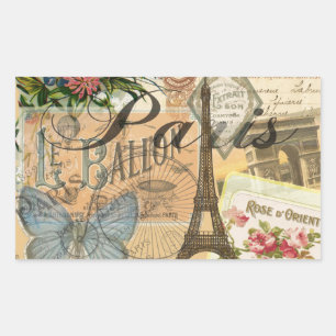 Parijs Frankrijk Vintage Reizen Kleurrijk Kunstwer Rechthoekige Sticker