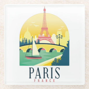 Parijs Frankrijk Vintage Reizen Romantisch Glazen Onderzetter