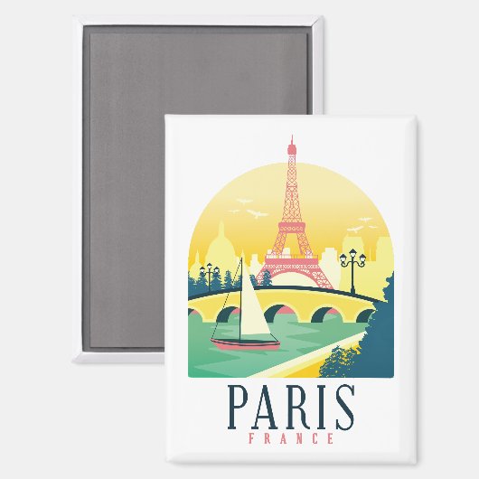 Parijs Frankrijk Vintage Reizen Romantisch Magneet (Voorkant / Achterkant)