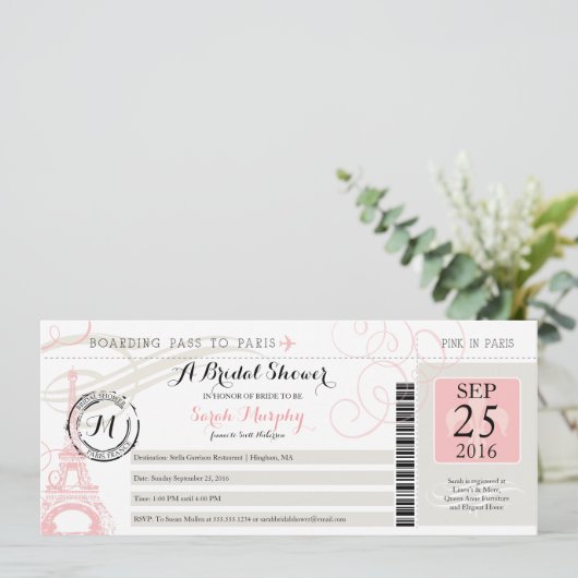 Parijs Frankrijk Vrijgezellenfeest Boarding Pass Kaart (Staand voorkant)